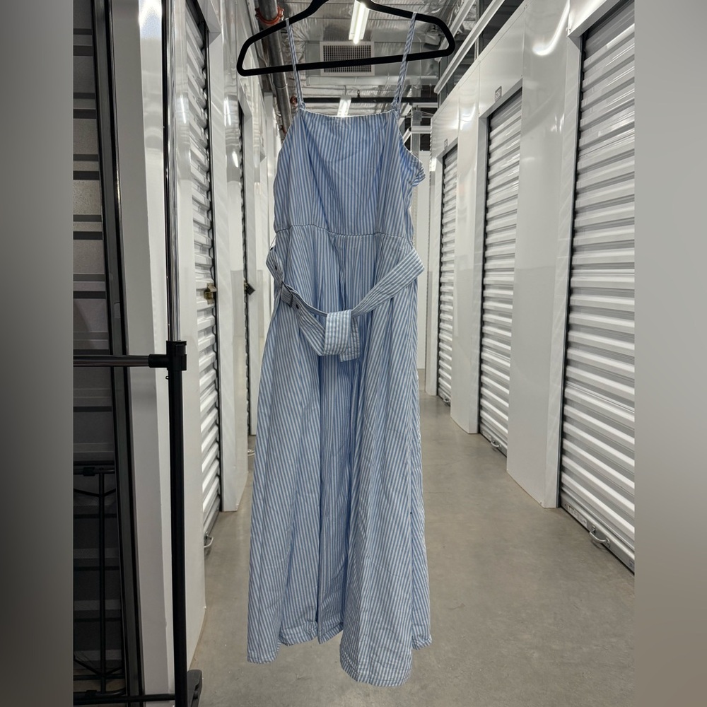 Blue and White Striped Dress